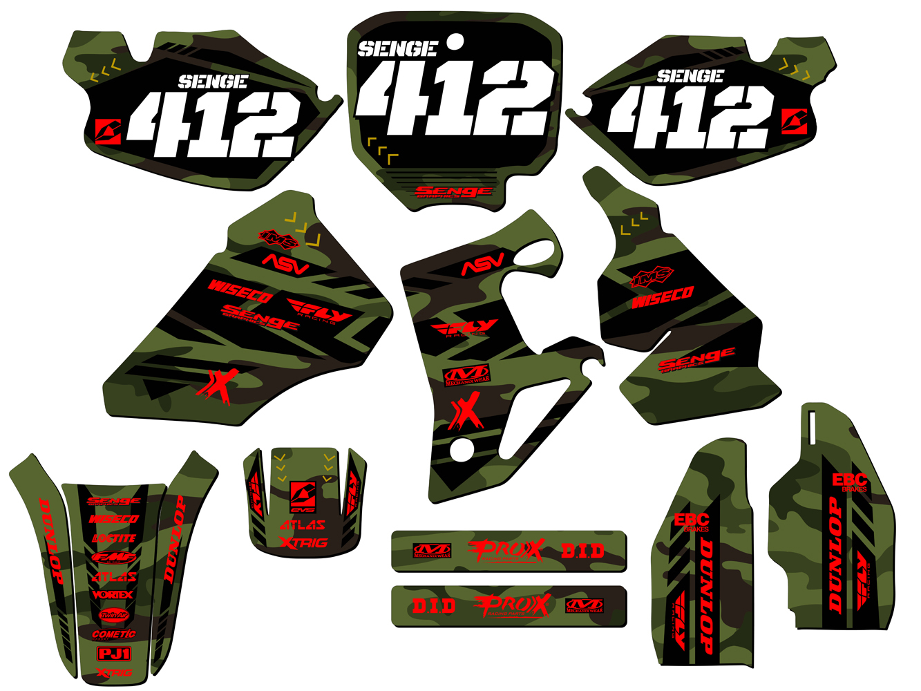 1996-2002 CR 80 APACHE Green Senge Kit Gráfico Compatible con Honda - Imagen 2 de 10