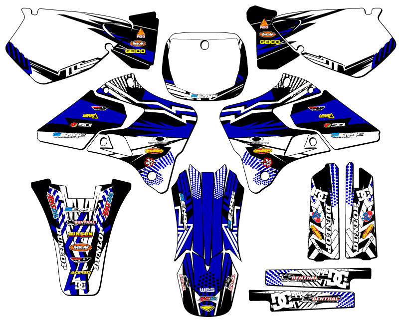 Kit de gráficos YZ 125 MAYHEM 1996-1999 Blue Senge compatible con Yamaha - Imagen 5 de 10