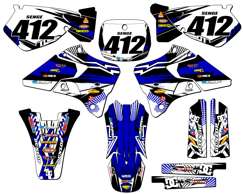 Kit de gráficos YZ 125 MAYHEM 1996-1999 Blue Senge compatible con Yamaha - Imagen 8 de 10