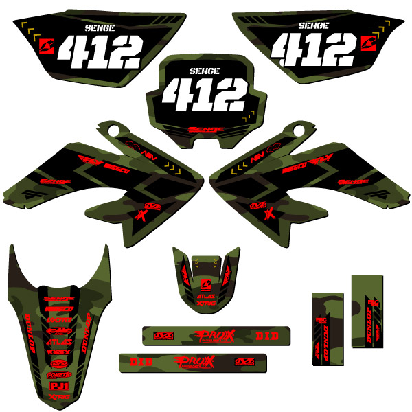 Kit de gráficos CRF 80 APACHE verde Senge 2011-2016 compatible con Honda - Imagen 2 de 10