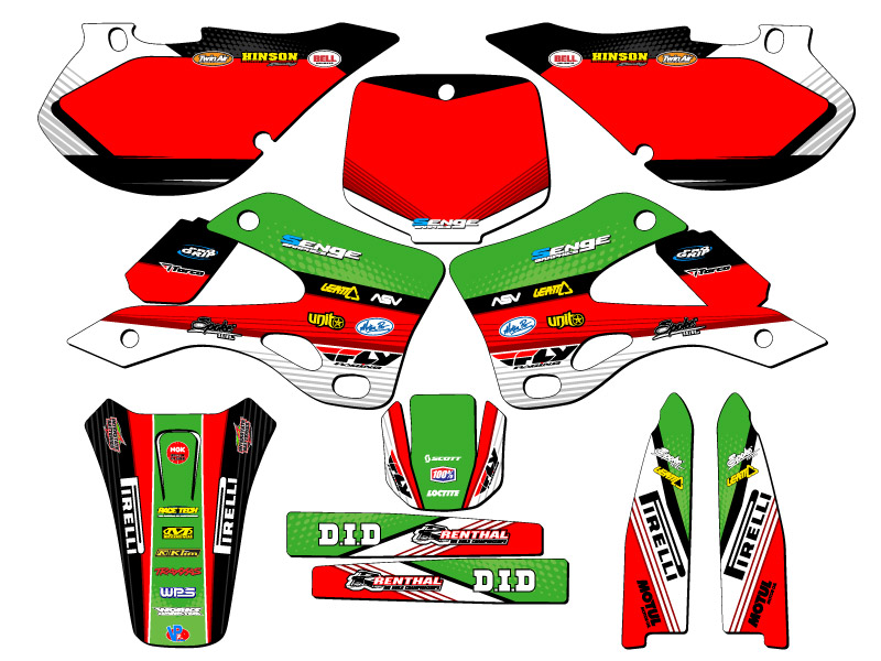 Kit de gráficos KX 250 RICOCHET Green Senge 1999-2002 compatible con Kawasaki - Imagen 5 de 10
