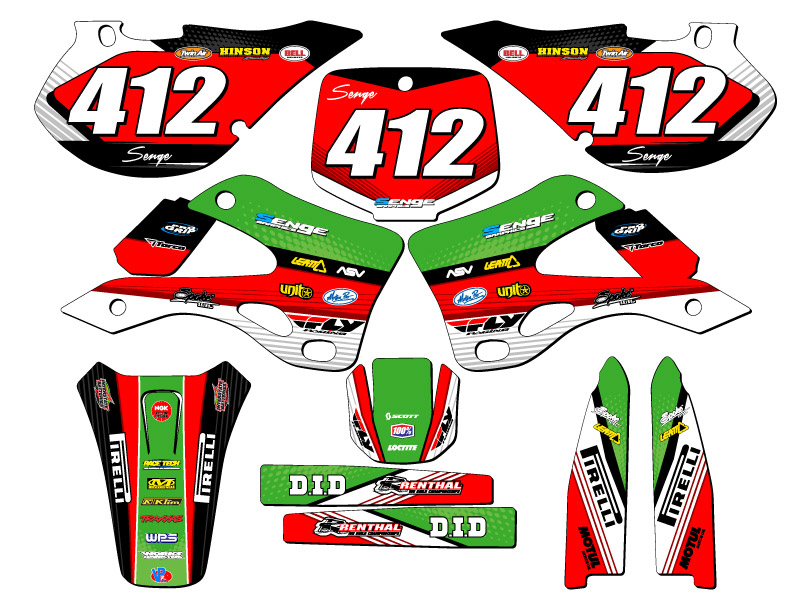Kit de gráficos KX 250 RICOCHET Green Senge 1999-2002 compatible con Kawasaki - Imagen 8 de 10