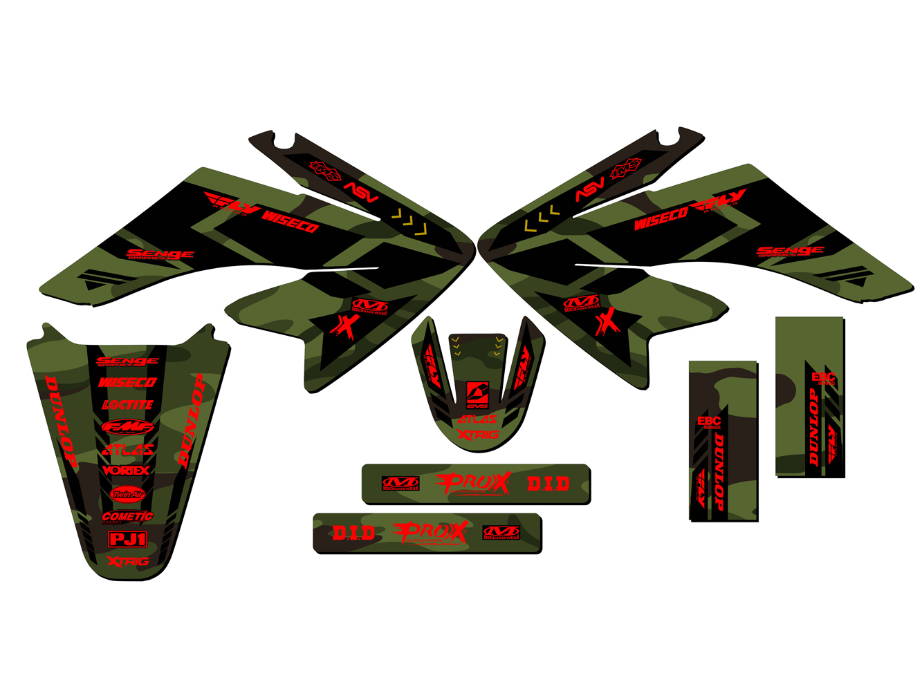 2004-2013 CRF 70 APACHE Green Senge Graphics Kit Compatible with Honda - Picture 2 of 10