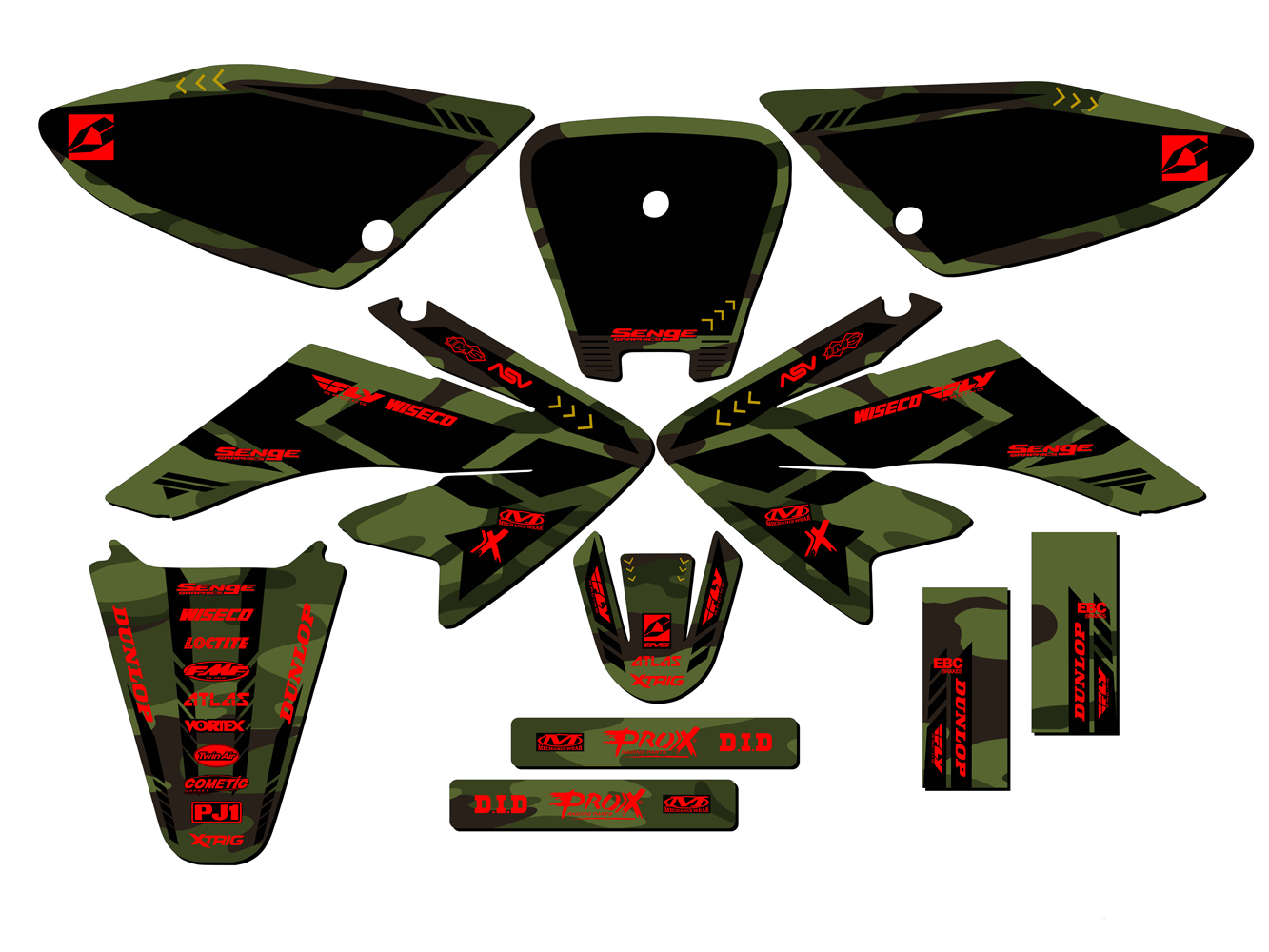 2004-2013 CRF 70 APACHE Green Senge Graphics Kit Compatible with Honda - Picture 5 of 10