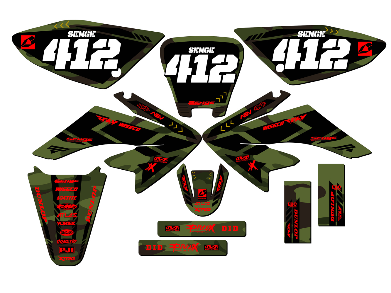 2004-2013 CRF 70 APACHE Green Senge Graphics Kit Compatible with Honda - Picture 8 of 10