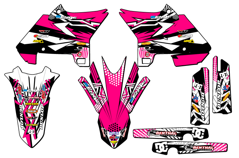 2002-2004 fits UFO RESTYLE YZ 125 MAYHEM Pink Senge Graphics Kit Compatible - Picture 2 of 10