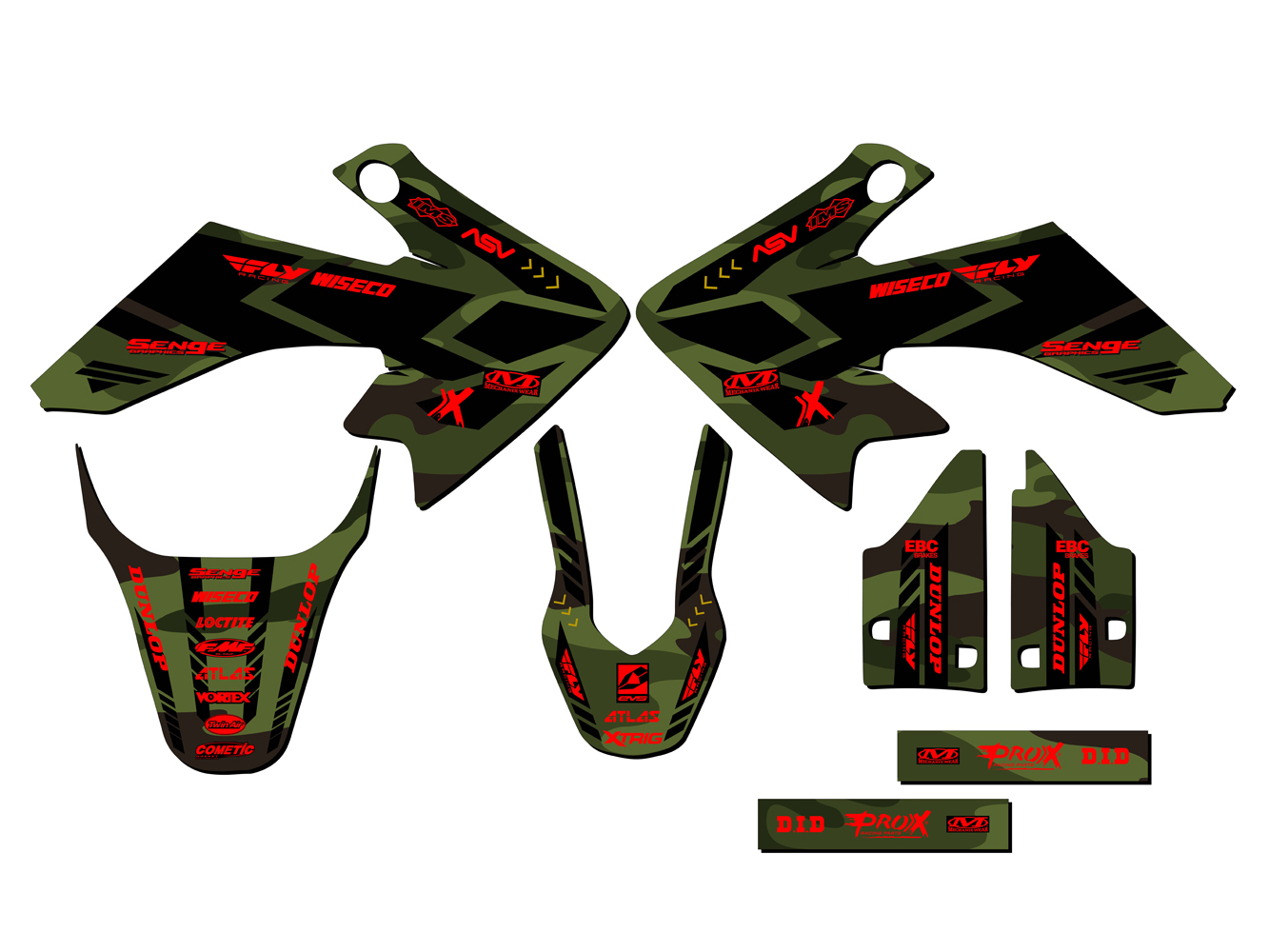 2004-2012 CRF 50 APACHE Green Senge Graphics Kit Compatible with Honda - Picture 5 of 10