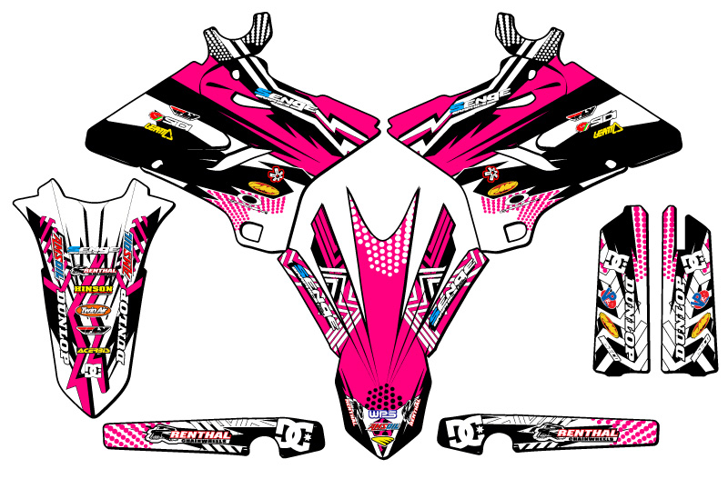 2002-2004 fits POLISPORT RESTYLE YZ 125 MAYHEM Pink Senge Graphics Kit - Picture 2 of 10