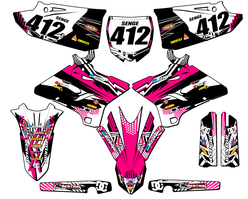 2002-2004 fits POLISPORT RESTYLE YZ 125 MAYHEM Pink Senge Graphics Kit - Picture 8 of 10
