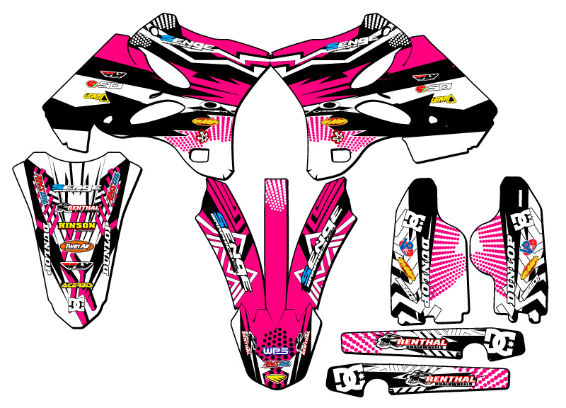 Kit de gráficos YZ 125 MAYHEM 2005-2007 rosa Senge compatible con Yamaha - Imagen 2 de 10