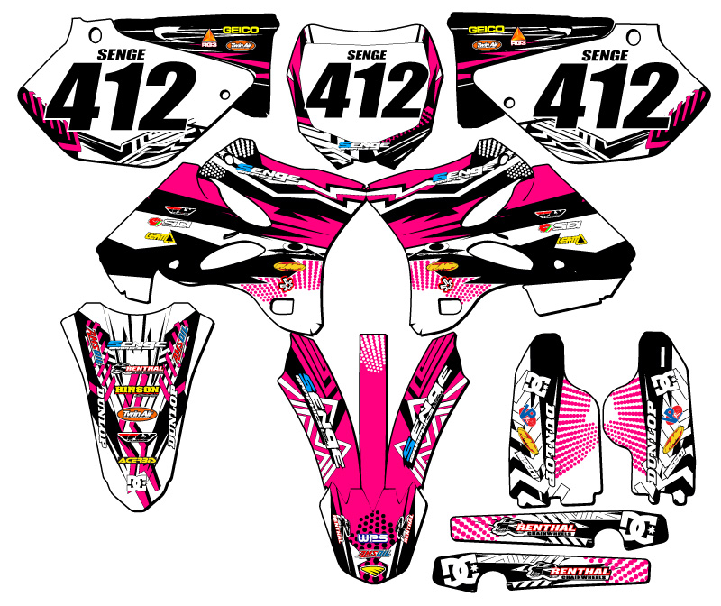 Kit de gráficos YZ 125 MAYHEM 2005-2007 rosa Senge compatible con Yamaha - Imagen 8 de 10