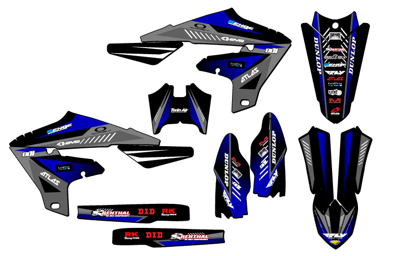 2019-2023 YZ 250 F 4-STROKE SURGE Black Senge Graphics Kit Compatible with - Picture 2 of 10