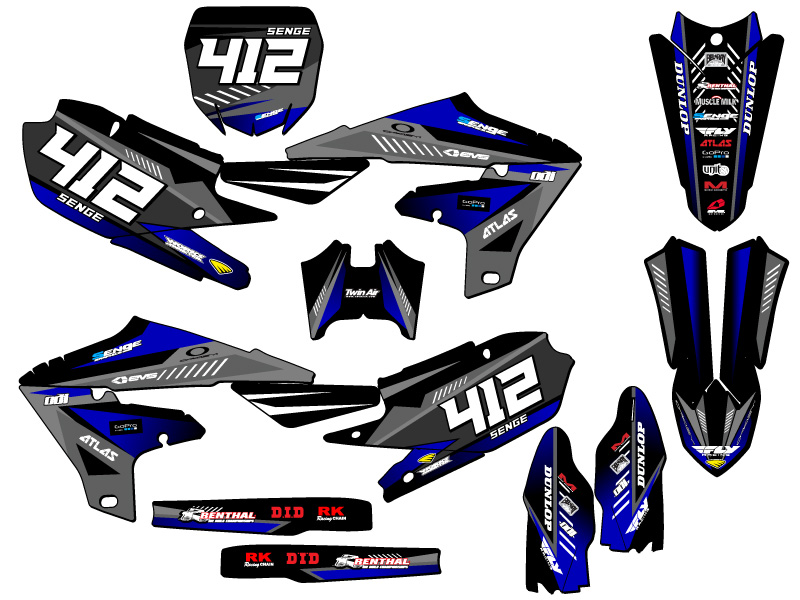 2019-2023 YZ 250 F 4-STROKE SURGE Black Senge Graphics Kit Compatible with - Picture 8 of 10