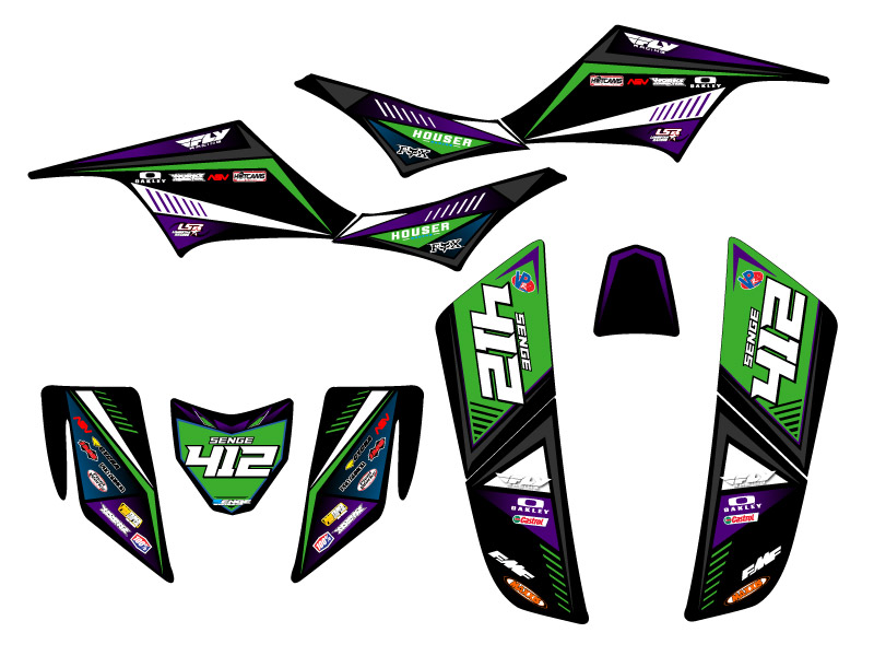 All Years KFX 700 SURGE Black Senge Graphics Kit Compatible with Kawasaki - Picture 5 of 7