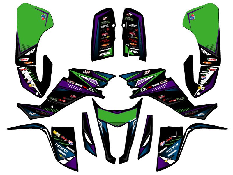 All Years KFX 400 SURGE Black Senge Graphics Kit Compatible with Kawasaki - Picture 2 of 7