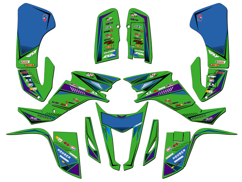 All Years KFX 400 SURGE Green Senge Graphics Kit Compatible with Kawasaki - Foto 2 di 7