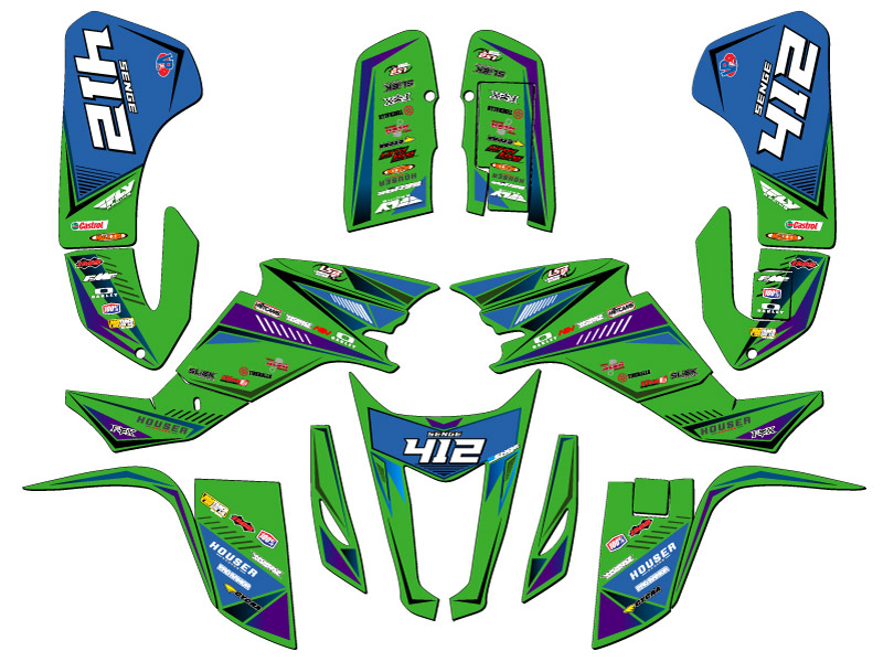 All Years KFX 400 SURGE Green Senge Graphics Kit Compatible with Kawasaki - Foto 5 di 7