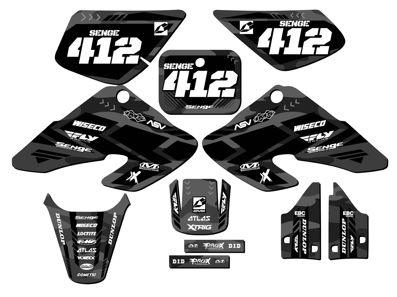 2000-2003 XR 50 APACHE Grey Senge Graphics Kit Compatible with Honda - Picture 8 of 10