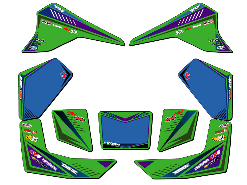 All Years KFX 80 SURGE Green Senge Graphics Kit Compatible with Kawasaki