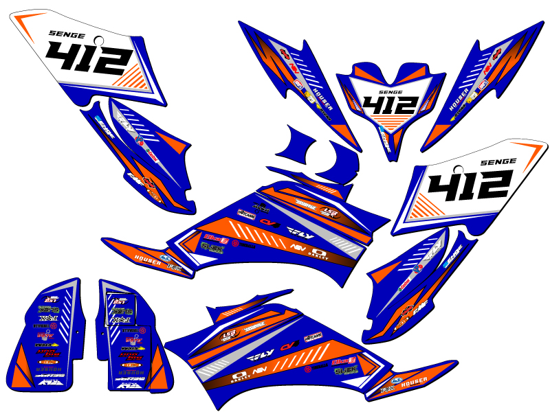 All Years RAPTOR 250 SURGE Blue Senge Graphics Kit Compatible with Yamaha - Picture 5 of 7