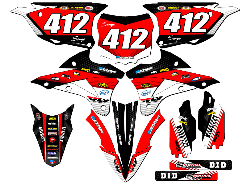 Kit de gráficos KX 85 RICOCHET 2014-2021 negro Senge compatible con Kawasaki - Imagen 8 de 10