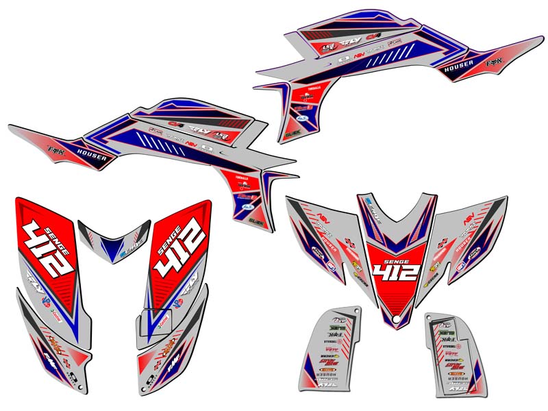 2003-2013 (modelo de carbono marco de acero) YFZ 450 SURGE gris Senge kit de gráficos - Imagen 5 de 7
