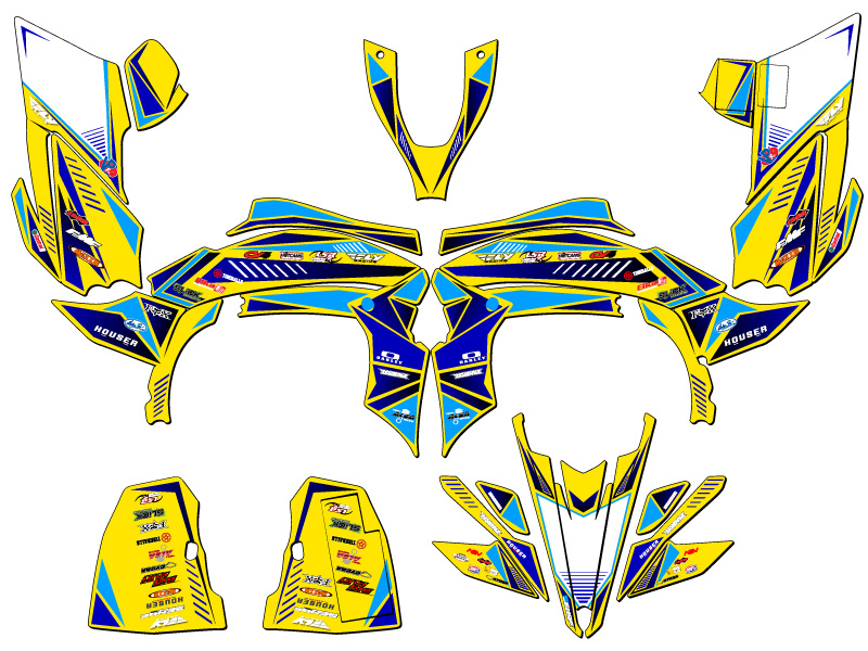 450R/450X 2009-2013 (marco de aluminio EFI) YFZ 450 SURGE amarillo Senge gráficos - Imagen 2 de 7
