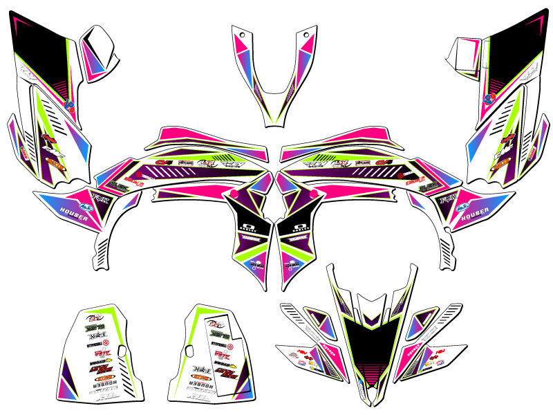 450R/450X 2009-2013 (marco de aluminio EFI) YFZ 450 SURGE rosa Senge kit de gráficos - Imagen 2 de 7