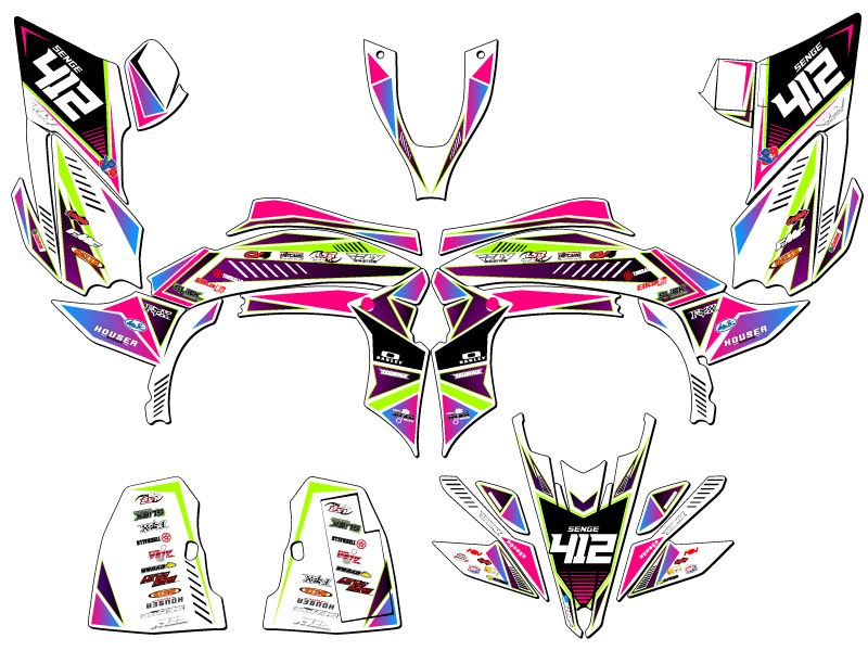 450R/450X 2009-2013 (marco de aluminio EFI) YFZ 450 SURGE rosa Senge kit de gráficos - Imagen 5 de 7