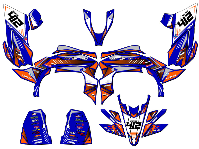 2009-2013 450R/450X (marco de aluminio EFI) YFZ 450 SURGE Blue Senge Graphics Kit - Imagen 5 de 7