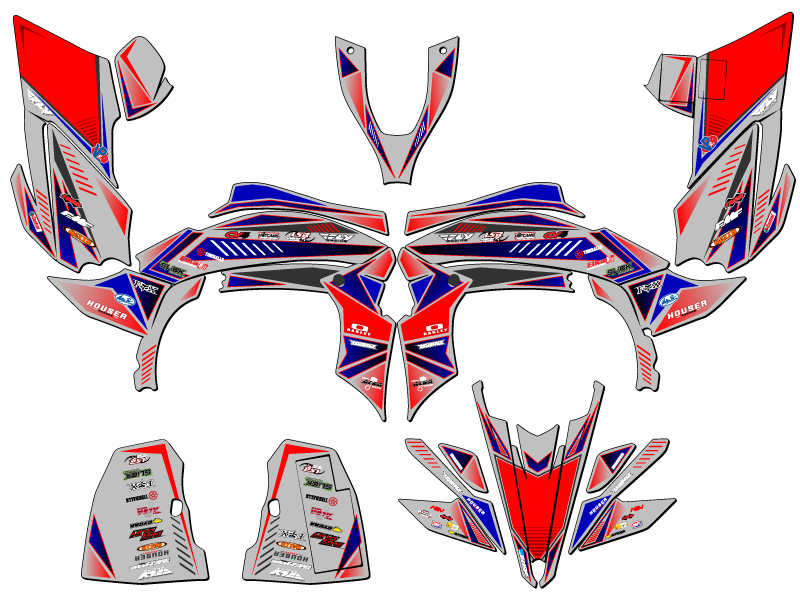2009-2013 450R/450X (marco de aluminio EFI) YFZ 450 SURGE gris Senge kit de gráficos - Imagen 2 de 7