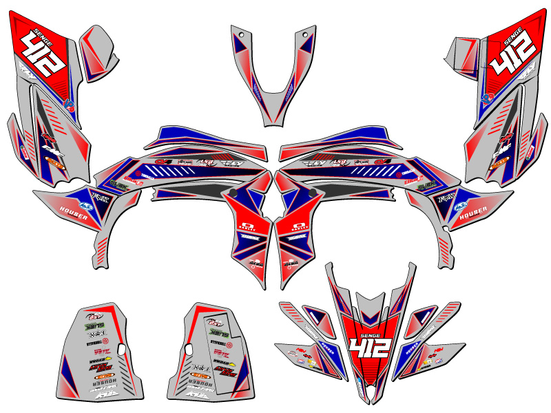 2009-2013 450R/450X (marco de aluminio EFI) YFZ 450 SURGE gris Senge kit de gráficos - Imagen 5 de 7
