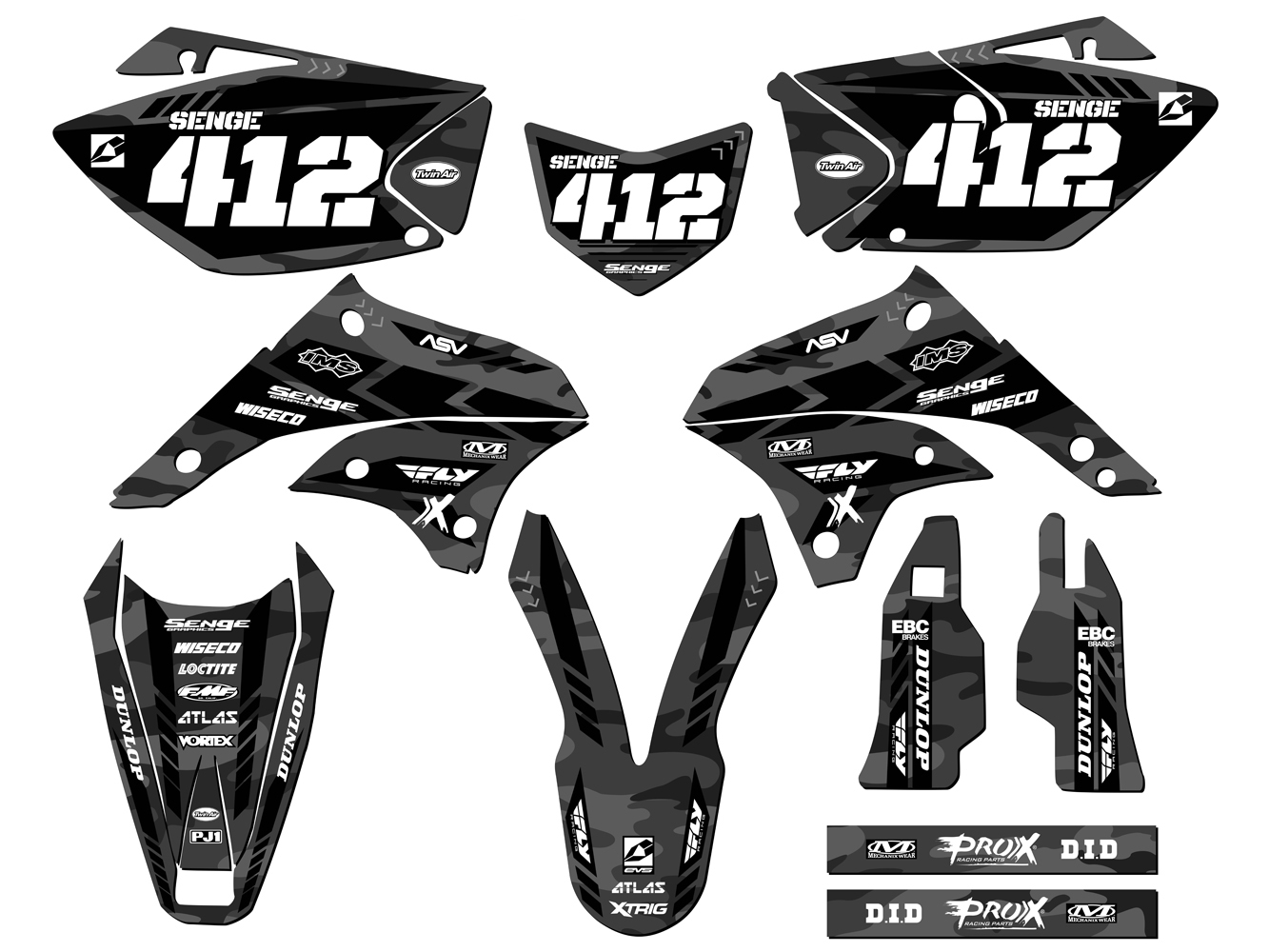 KLX 450 APACHE 2008-2018 gris Senge kit de gráficos compatible con Kawasaki - Imagen 8 de 10