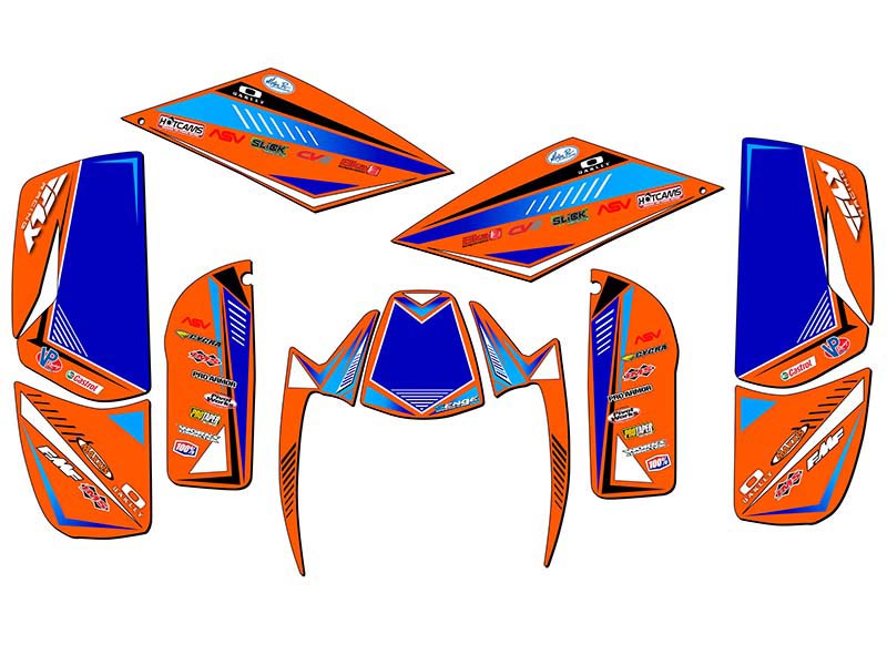 All Years DS 650 SURGE Orange Senge Graphics Kit Compatible with Can-Am - Picture 2 of 7