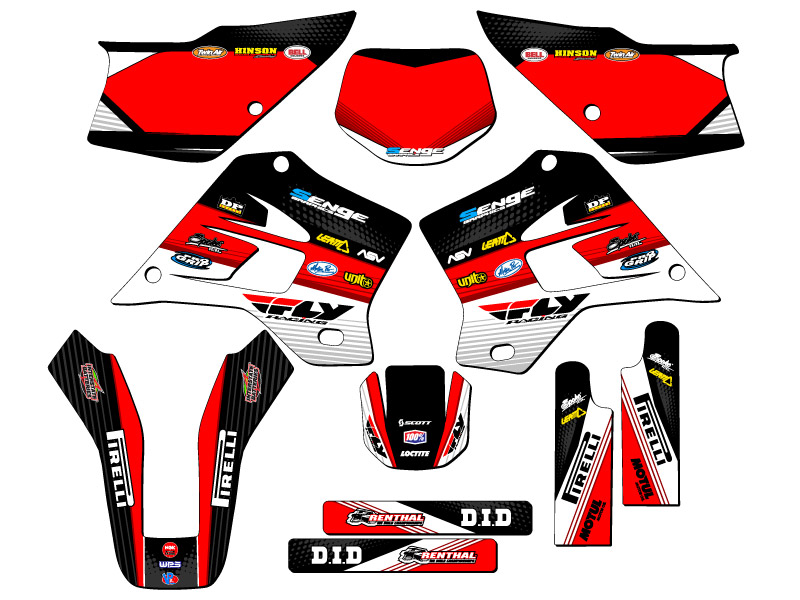 1995-2008 KDX 200 RICOCHET Black Senge Graphics Kit Compatible