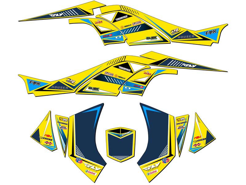 All Years DS 450 SURGE Yellow Senge Graphics Kit Compatible with Can-Am - Picture 2 of 7