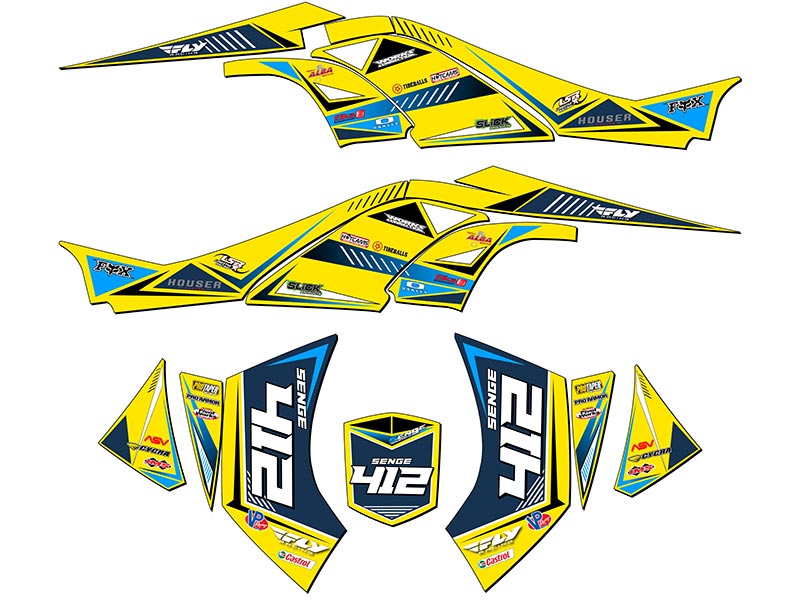 All Years DS 450 SURGE Yellow Senge Graphics Kit Compatible with Can-Am - Picture 5 of 7