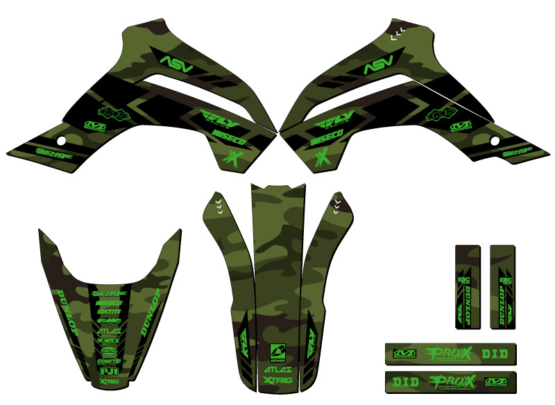 KLX 140 APACHE 2019-2020 Green Senge kit de gráficos compatible con Kawasaki - Imagen 2 de 10
