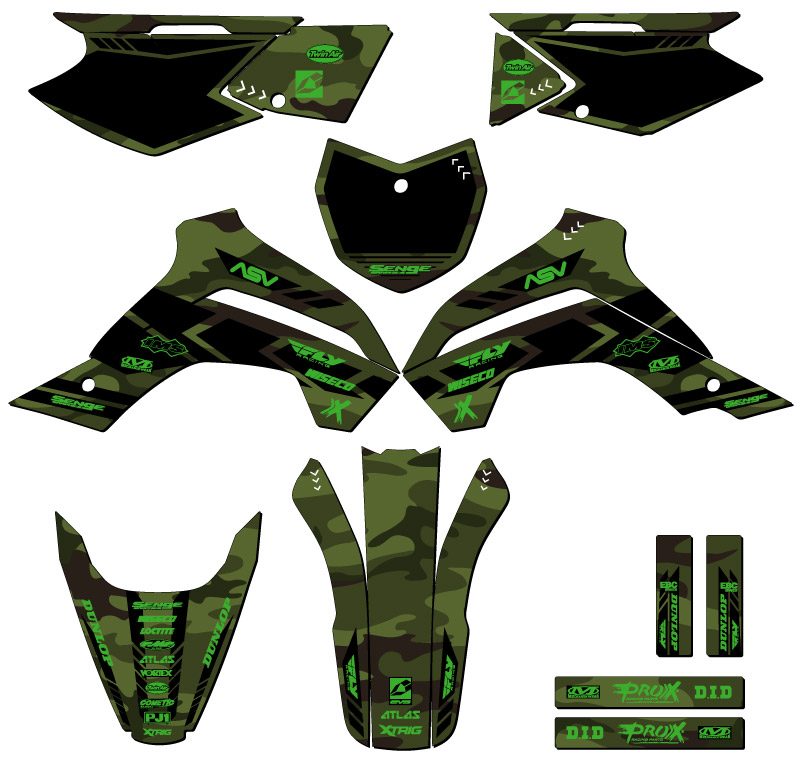 KLX 140 APACHE 2019-2020 Green Senge kit de gráficos compatible con Kawasaki - Imagen 5 de 10