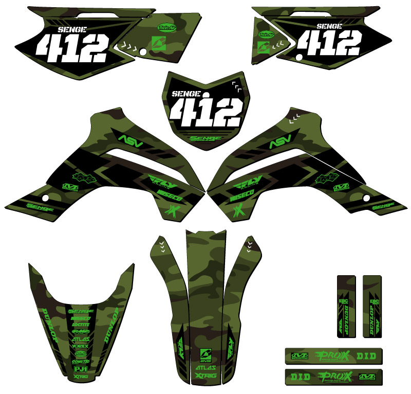 KLX 140 APACHE 2019-2020 Green Senge kit de gráficos compatible con Kawasaki - Imagen 8 de 10
