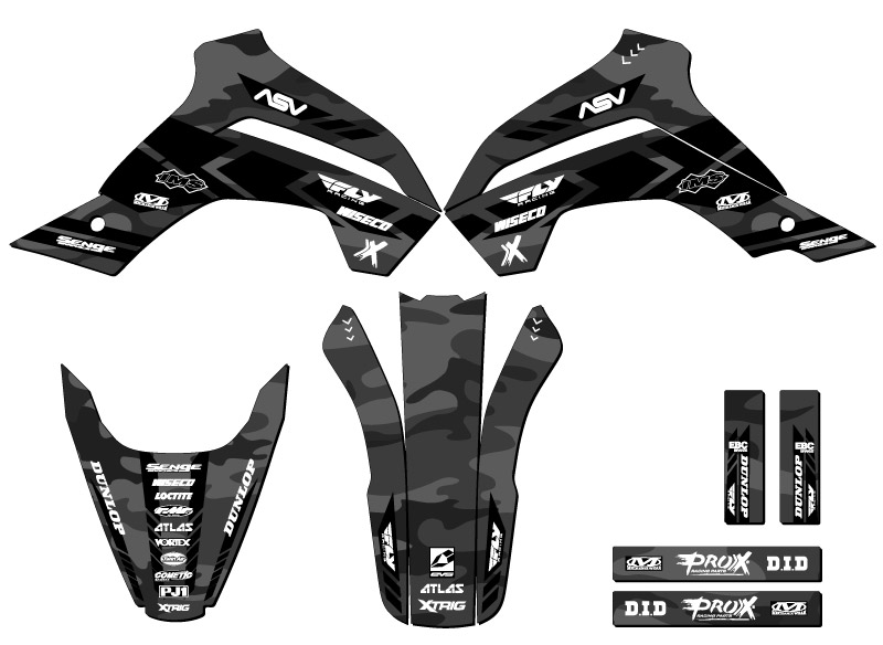 KLX 140 APACHE 2019-2020 gris Senge kit de gráficos compatible con Kawasaki - Imagen 2 de 10