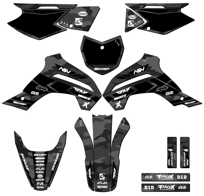 KLX 140 APACHE 2019-2020 gris Senge kit de gráficos compatible con Kawasaki - Imagen 5 de 10
