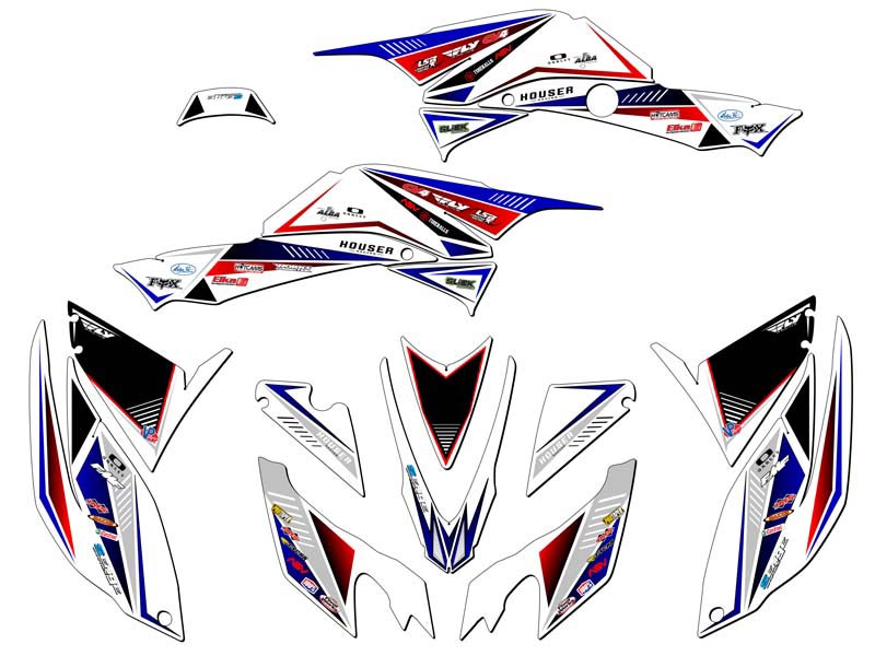 2008-2012 TRX 400 SURGE White/blue Senge Graphics Kit Compatible with Honda - Picture 2 of 7