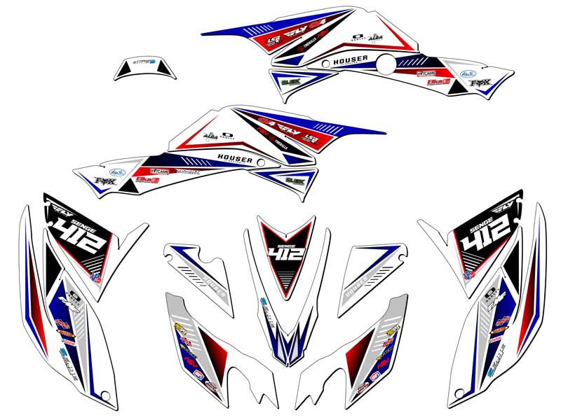 2008-2012 TRX 400 SURGE White/blue Senge Graphics Kit Compatible with Honda - Picture 5 of 7