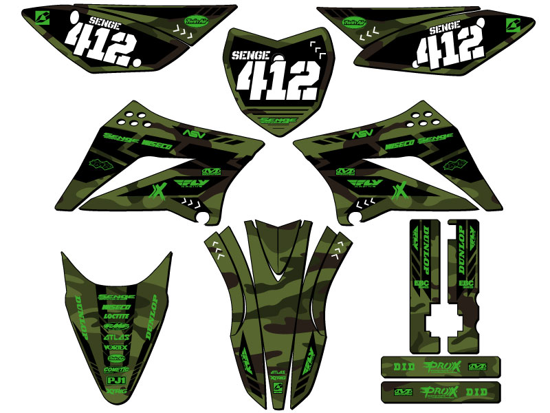 2010-2023 KLX 110 APACHE Green Senge Graphics Kit Compatible with Kawasaki - Picture 8 of 10