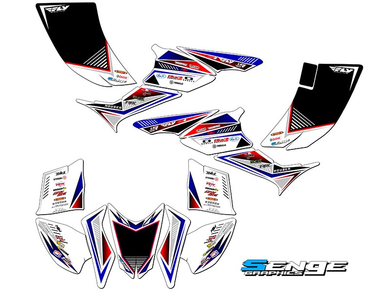 Kit de gráficos Senge TRX 90 SURGE 2006-2019 blanco/azul compatible con Honda - Imagen 2 de 7