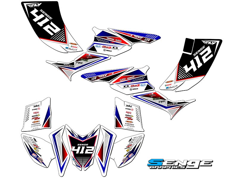 Kit de gráficos Senge TRX 90 SURGE 2006-2019 blanco/azul compatible con Honda - Imagen 5 de 7