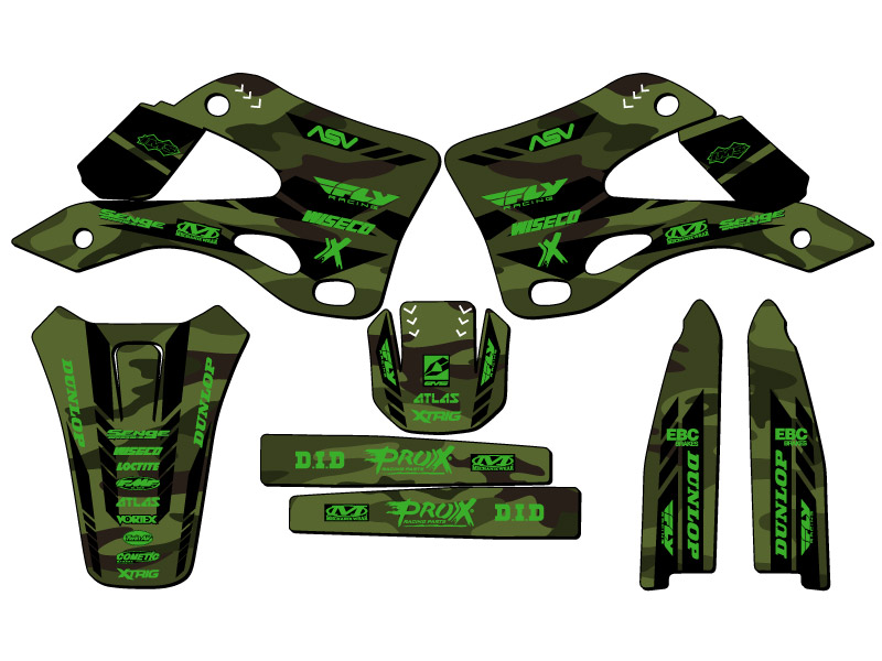 1999-2002 KX 250 APACHE Green Senge kit de gráficos compatible con Kawasaki - Imagen 2 de 10