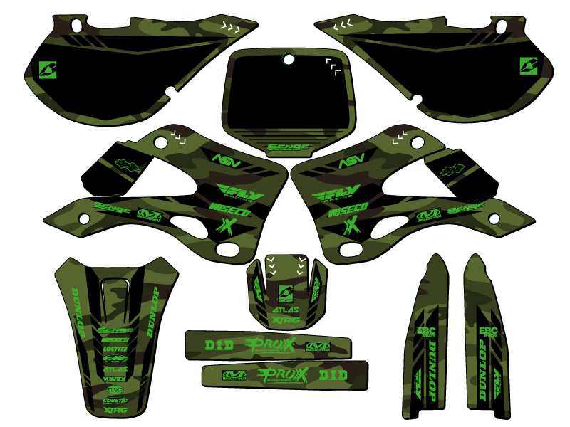 1999-2002 KX 250 APACHE Green Senge kit de gráficos compatible con Kawasaki - Imagen 5 de 10