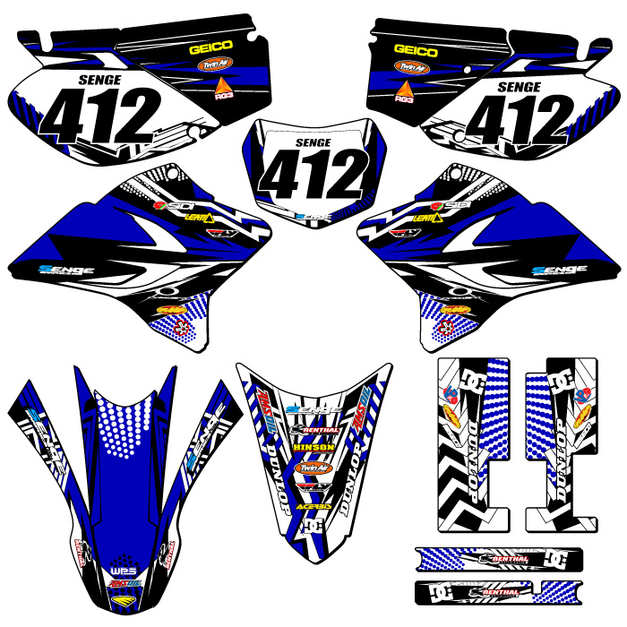Kit de gráficos TTR 230 MAYHEM 2005-2025 Blue Senge compatible con Yamaha - Imagen 8 de 10
